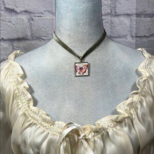 Handmade Upcycled Butterfly Pendant Necklace